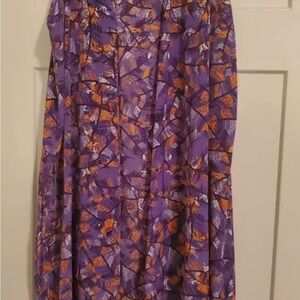 LulaRoe silky feather design in purple with splashes of orange size Medium